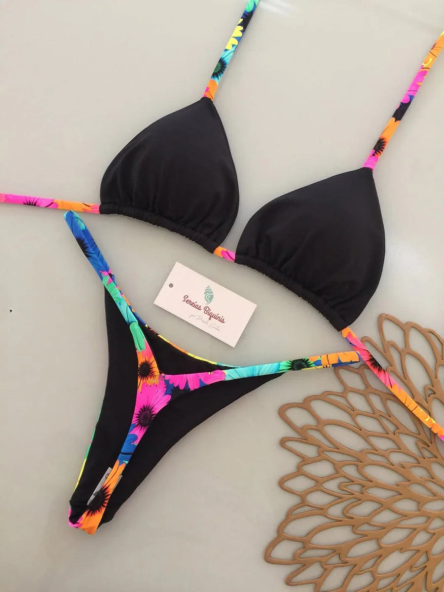 Micro Bikinis 2026 Sexy Damen Badeanzug Push Up Bademode Print Bikini Set Tanga Biquini Badeanzug Schwimmen Strandmode Weiblich