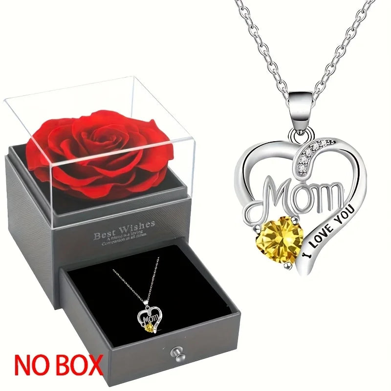 Collana con ciondolo a forma di cuore in stile elegante, design cavo, regalo per la festa della mamma, adatto ai migliori amici senza scatola