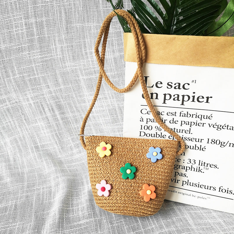 Borsa a tracolla in tessuto di paglia per bambini estivi belle ragazze borse portamonete piccole borse a tracolla per bambini Mini portafoglio principessa