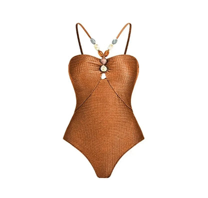 Printed One-Piece Bikini Set Women's Beachwear Tummy Covering Slimming Southeast Asian Sun Protection Style