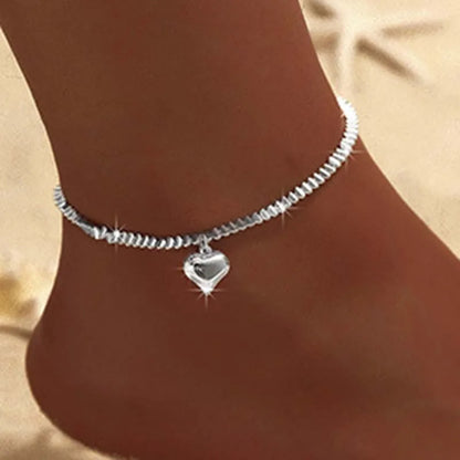 Cavigliera a catena sottile scintillante per donna Bracciale a doppio strato con ciondolo a forma di croce a cuore con zirconi sul piede della gamba Gioielli da spiaggia estivi alla moda