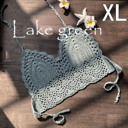 Sexy Women Bikini Crop Top Crochet Boho Beach Bikini Bralette Halter Cami Knitted Bra Tank Top Women's Clothing