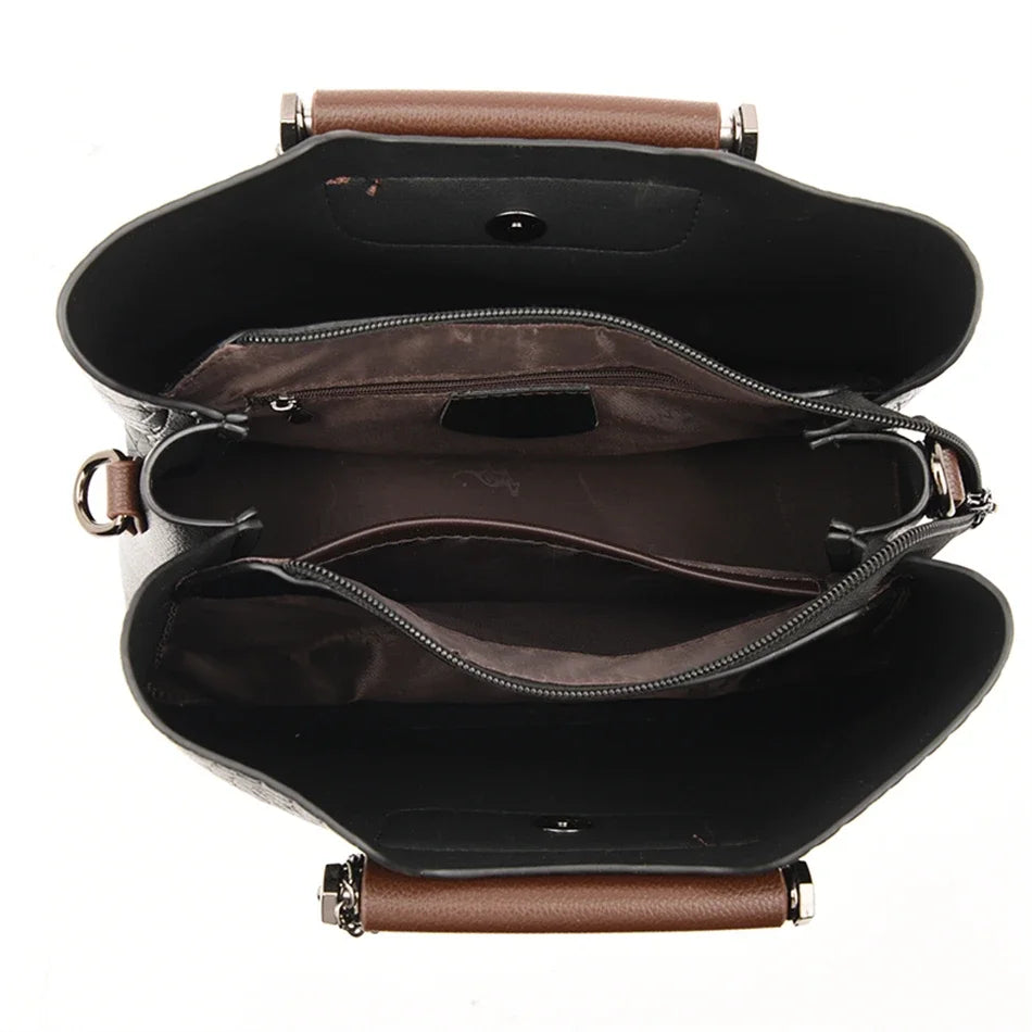 Borse di lusso in morbida pelle Borse da donna Designer 3 strati Borsa a tracolla con tracolla Sac Borsa da donna per lo shopping di grande capacità