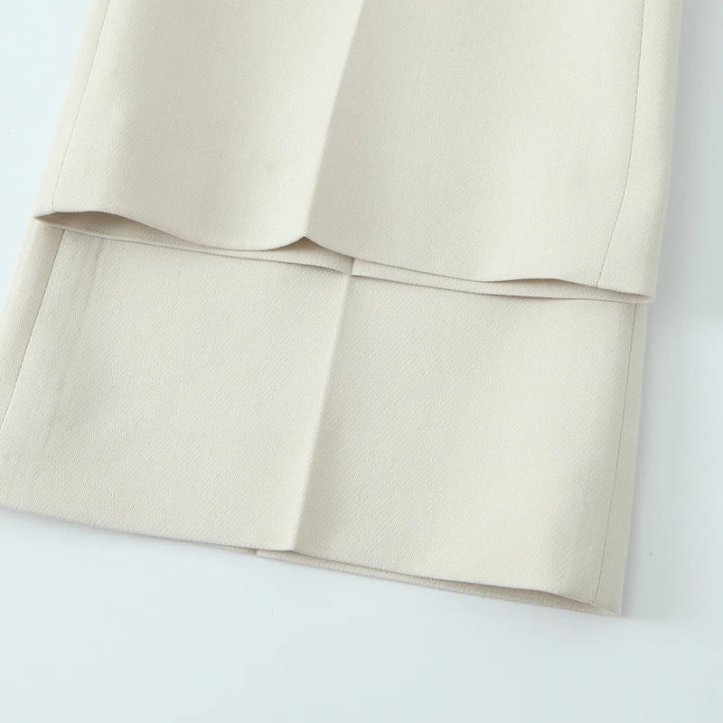Willshela Pantaloni svasati con cerniera frontale beige moda donna Pantaloni da donna chic femminili a vita alta vintage a vita alta