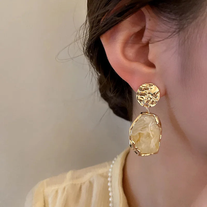 Nuovi Orecchini alla Moda con Zirconi Quadrati, Orecchini Vintage Color Oro, Piccoli Orecchini per Donna, Accessori di Gioielleria