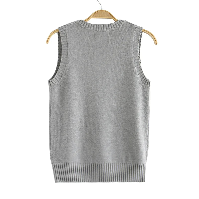 Stile Preppy Adolescente Scuola Ragazze Uniforme Maglioni senza maniche Gilet lavorato a maglia Studenti Y2K Lolita Pullover Gilet Donna JK Top