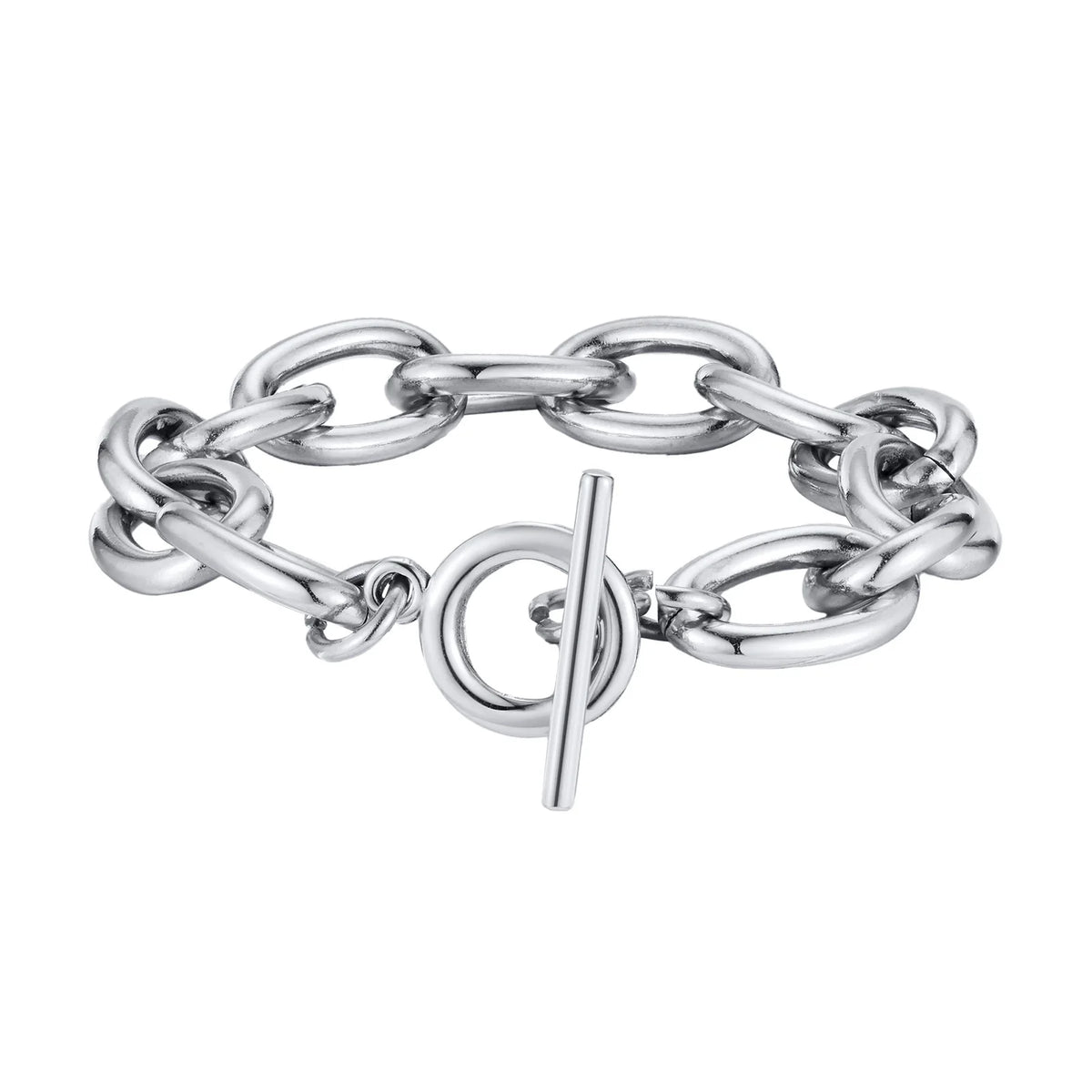 Braccialetti a ginocchiera robusti e audace da donna, bracciale a catena a maglie con fibbia OT in acciaio inossidabile placcato oro senza appannamento