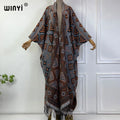 WINYI Winter cardigan outfit donna boho holiday dress stampa spessa calda femminile kaftan maxi dress Hooded mop coat fashion Abaya