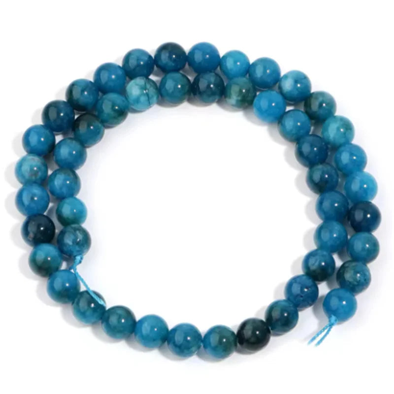 1 filo di perline di pietra di apatite blu naturale 4/6/8/10mm perline di gemma rotonde per braccialetti fai da te creazione di gioielli con perline all'ingrosso