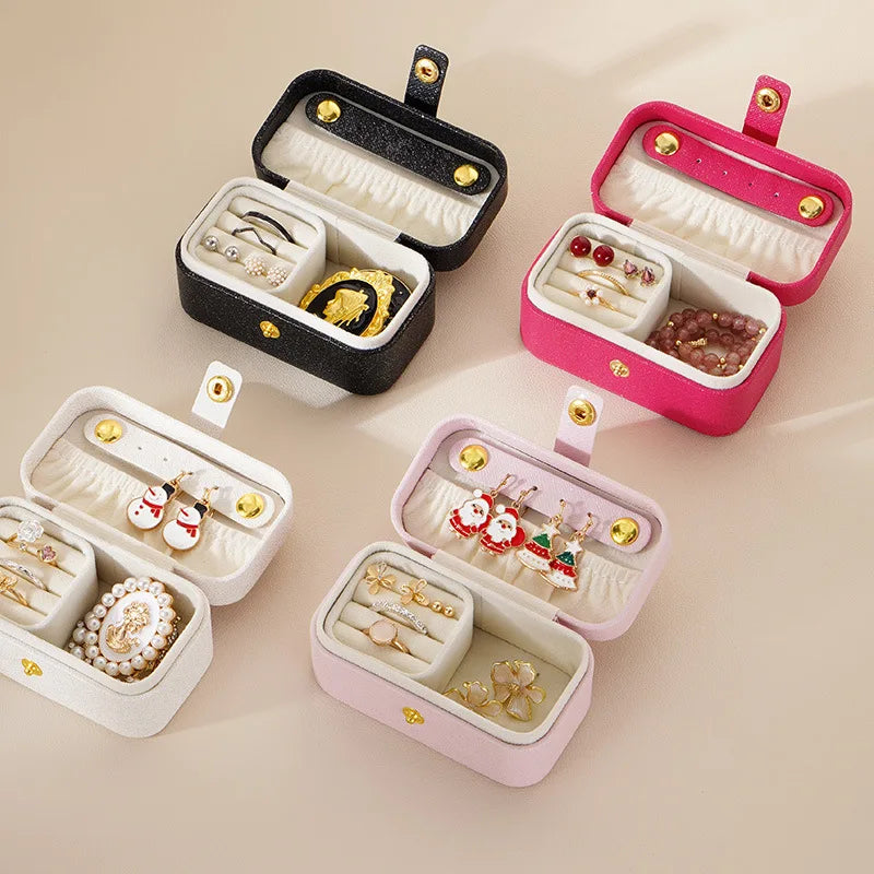 Elegante Scatola Portagioie in Pelle PU, Semplice Contenitore per Anelli, Collane e Orecchini, Stile Minimalista, Portatile per Uso Quotidiano e Viaggi