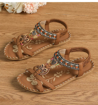 Sandali da donna Sandali estivi stile Boemia Donna Fondo morbido Sandali con tacco basso Scarpe da donna Scarpe antiscivolo Calzature estive