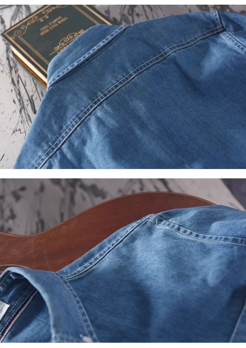 100% cotone autunno nuova camicia di jeans a maniche lunghe uomo moda casual High Street abbigliamento maschile Top classico azzurro nero grigio