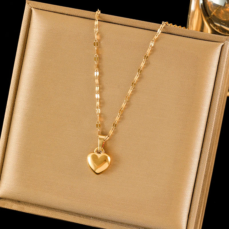 EILIECK Acciaio inossidabile 316L Cuore Amore Collana Bracciali Orecchini Set per le donne Nuovi gioielli impermeabili placcati oro 18 carati alla moda