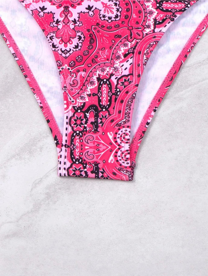 Costume da bagno bikini push-up halter stampato 2026 da donna, sexy, con spalline, per il mare e la piscina