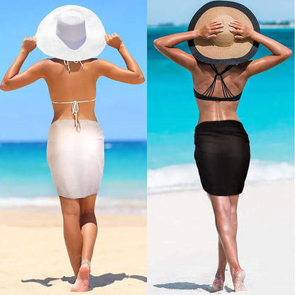 Damen Chiffon Kurz Sarongs Bikini Strandüberwurf Badeanzug Pareo Wickelrock für Bademode