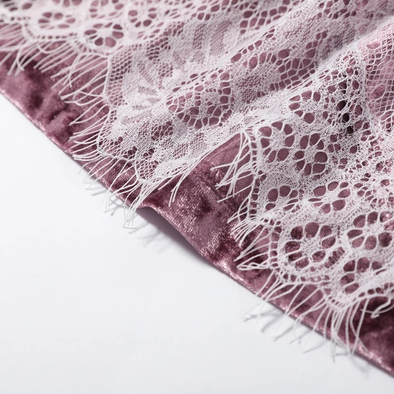Pantaloncini Corti in Velluto con Inserti in Pizzo Sexy, Vita Alta Elastica, Mini Shorts Larghi da Donna, Nuova Collezione Estiva 2026, Streetwear Femminile