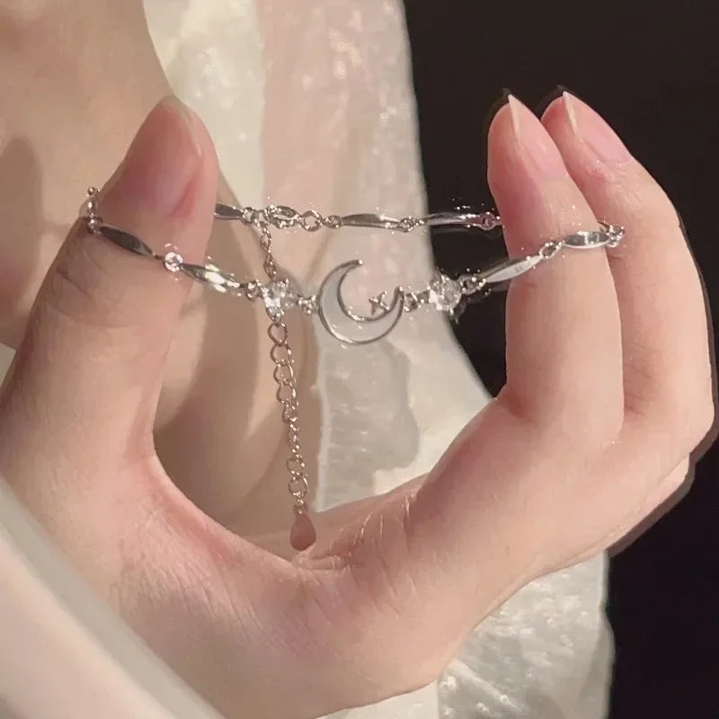 Braccialetti con fiori di ciliegio in cristallo rosa brillante per donne e ragazze, braccialetto con fiore a luna dolce e zirconi, gioielli estetici da festa