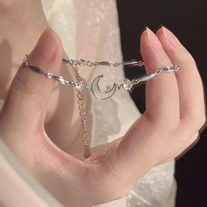Braccialetti con fiori di ciliegio in cristallo rosa brillante per donne e ragazze, braccialetto con fiore a luna dolce e zirconi, gioielli estetici da festa