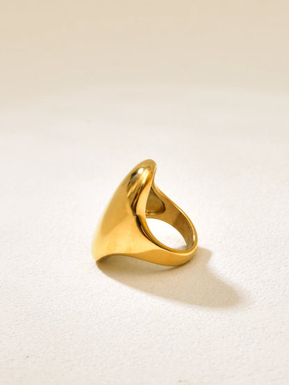 J145Ovale transfrontaliera in acciaio inossidabile con superficie fredda ed elegante, anello di alta qualità, esagerato e alla moda per le donne