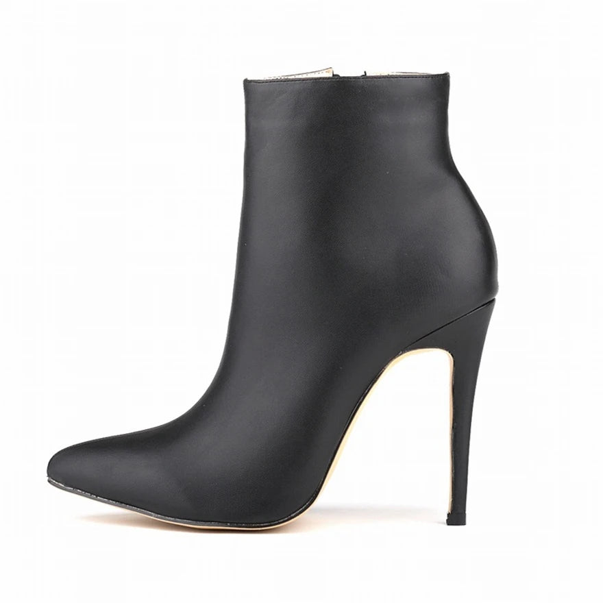 Top Leather Boots 2025 Autumn Women Shoes Fashion High Heels Zipper Breathable Short Boots Pointed Ladies Sexy Party Boots Black
