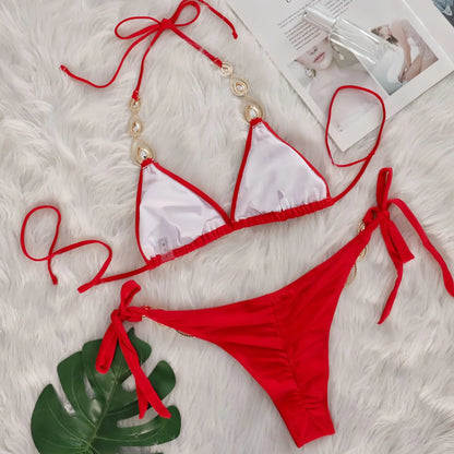 Nero Sexy Bikini 2026 Costume da bagno con strass Donna Costumi da bagno Donna Push Up Bikini Beach Swim Wear Costume da bagno Piscina Bagnante