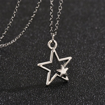 La più nuova moda tibetana cava doppia stella pendente collana girocollo fascino cordoncino in pelle nera prezzo di fabbrica gioielli fatti a mano regali