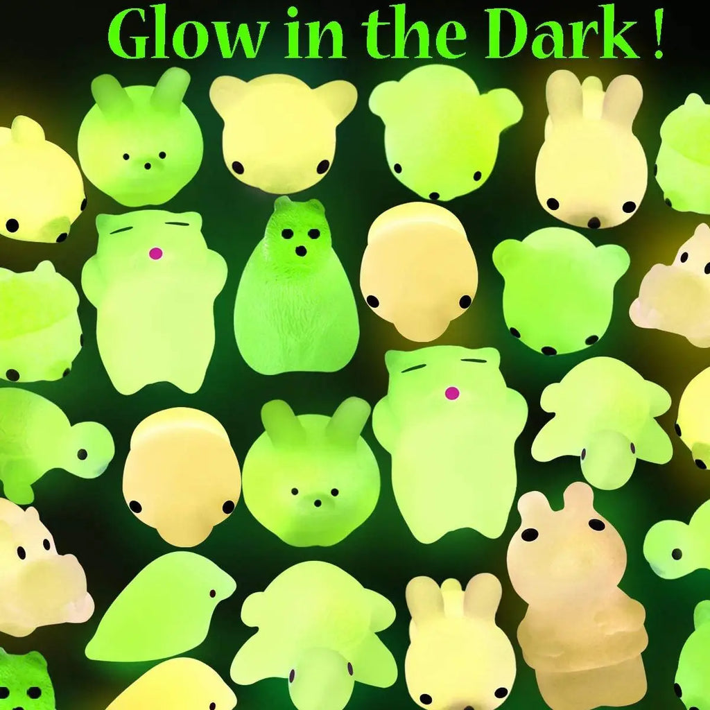 12 Pezzi di Squishies Luminosi Mochi, Giocattoli Antistress a Forma di Animali, Mini Giocattoli Antistress Mochi Animali Kawaii