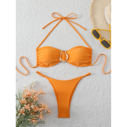 Sexy Bandeau Bikini Women's Swimsuit 2026 Two-piece Swimwear Thong Bikinis Set Female Bathing Suit Push Up Beach Swimming Wear