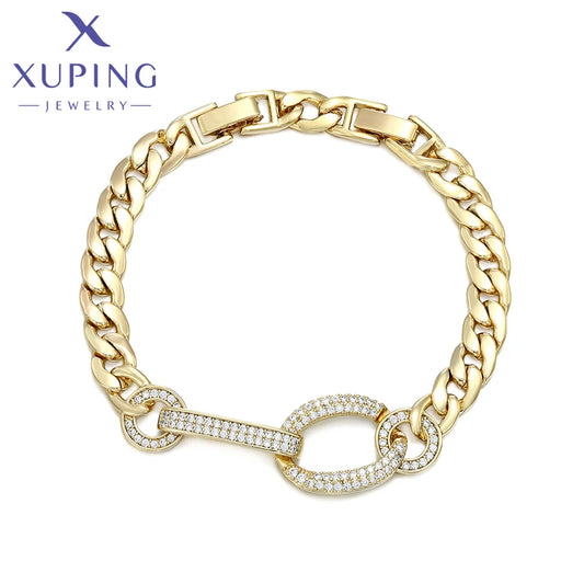 Xuping Gioielli Fascino Vendita calda Trendy Color oro placcato 19 cm Bracciale a catena a mano per le donne Moda regalo squisito X000925432