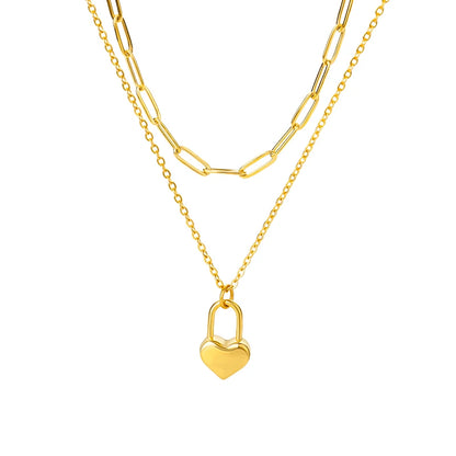 Collane a cuore per donna Collana girocollo in acciaio inossidabile placcato oro con zirconi a forma di cuore Collana girocollo Gioielli Boho da sposa Regalo Femme