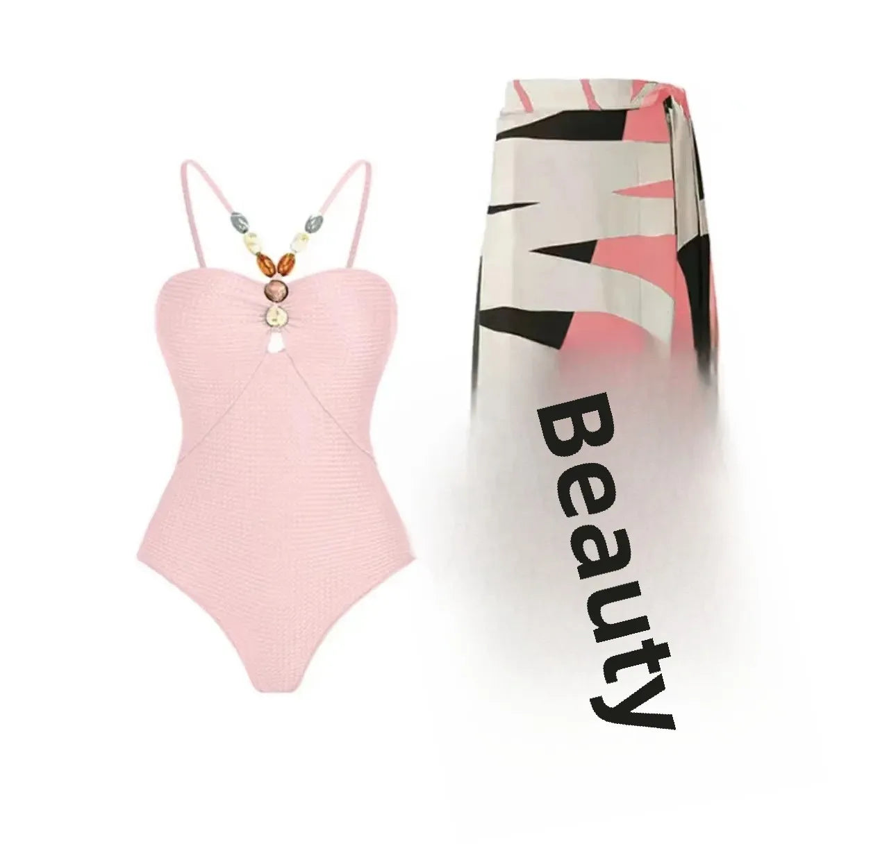 Printed One-Piece Bikini Set Women's Beachwear Tummy Covering Slimming Southeast Asian Sun Protection Style