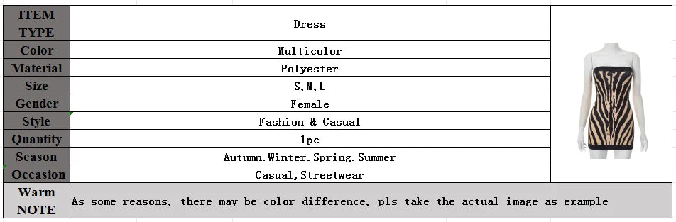 Mini abito a righe zebrate senza spalline senza schienale da donna Abiti autunno inverno con spalle scoperte Abiti aderenti senza maniche Vestido