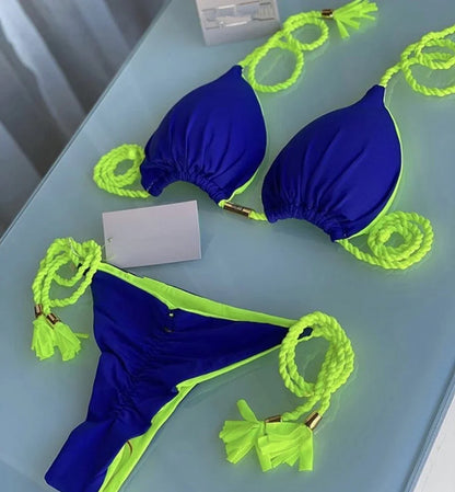 Costume da bagno donna bikini set bikini sexy con coulisse costumi da bagno leopardo due pezzi costume da bagno costume da bagno bikini con lacci biquinis