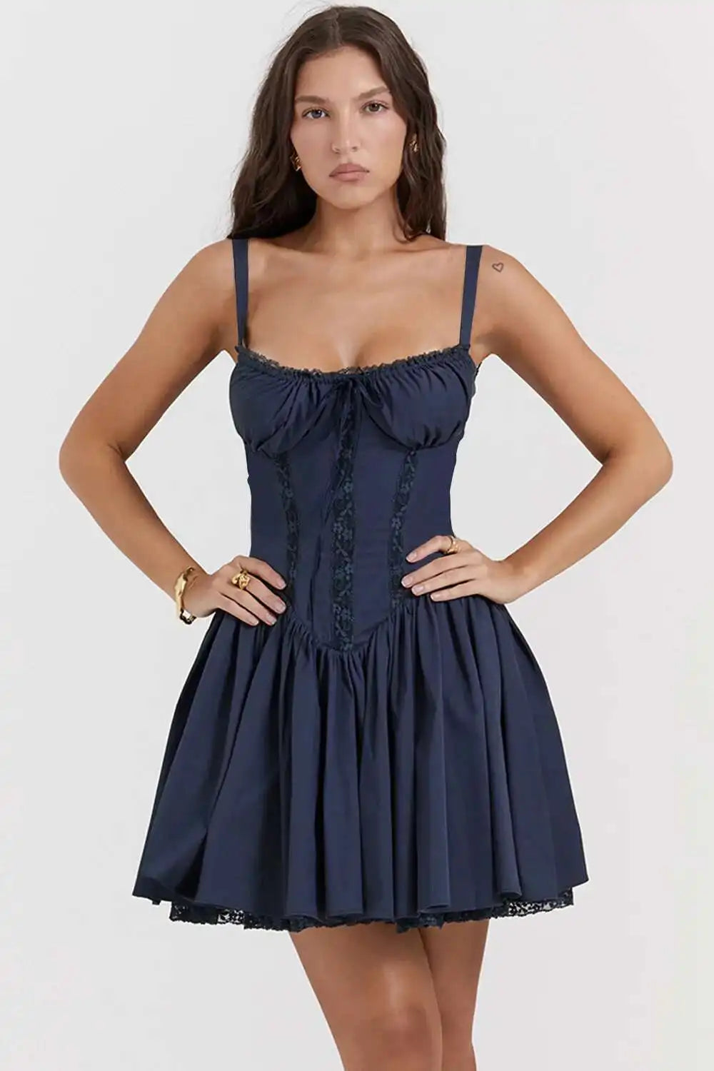 Townlike Lace Patchwork a-line Dress Women Spaghetti Strap Mini 2024 Sping Summer Dress Backless Nightclub abiti da festa Sexy