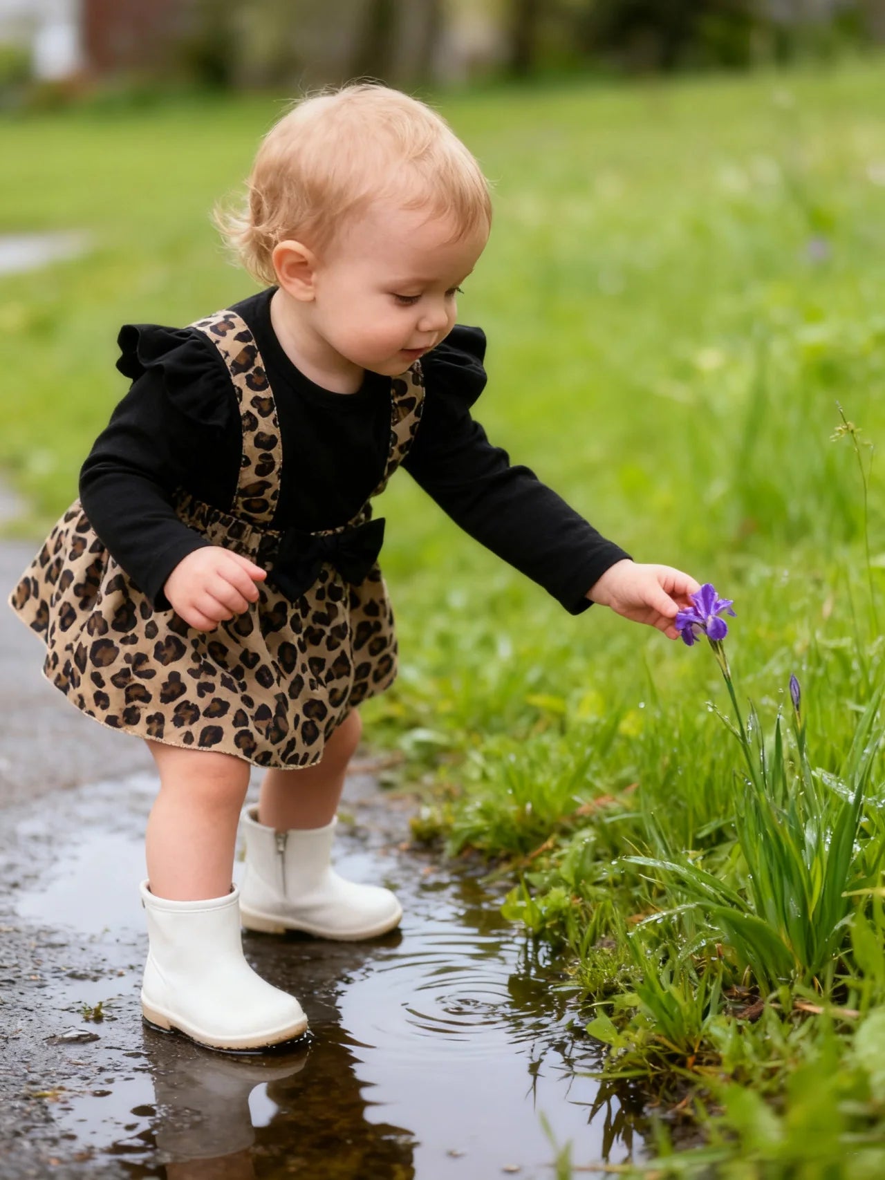 0-18 mesi vestito da neonata con fiocco manica lunga abiti leopardati tutina abbigliamento autunno infantile moda tuta carina