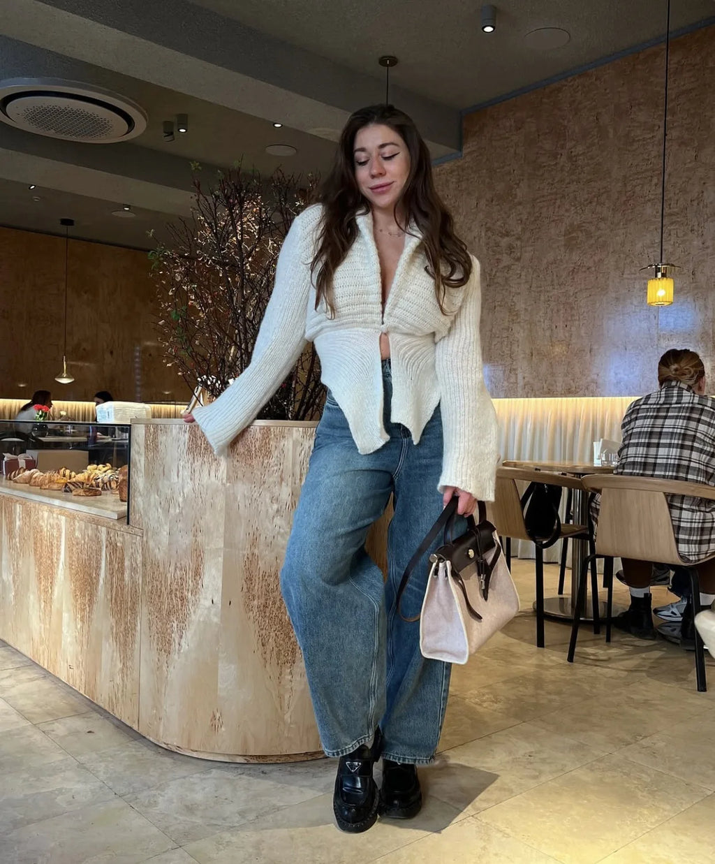 Tuularose Autunno Cardigan lavorato a maglia da donna New Vintage scava fuori maglione a maniche lunghe 2025 Casual Streetwear Top in maglia bianca femminile
