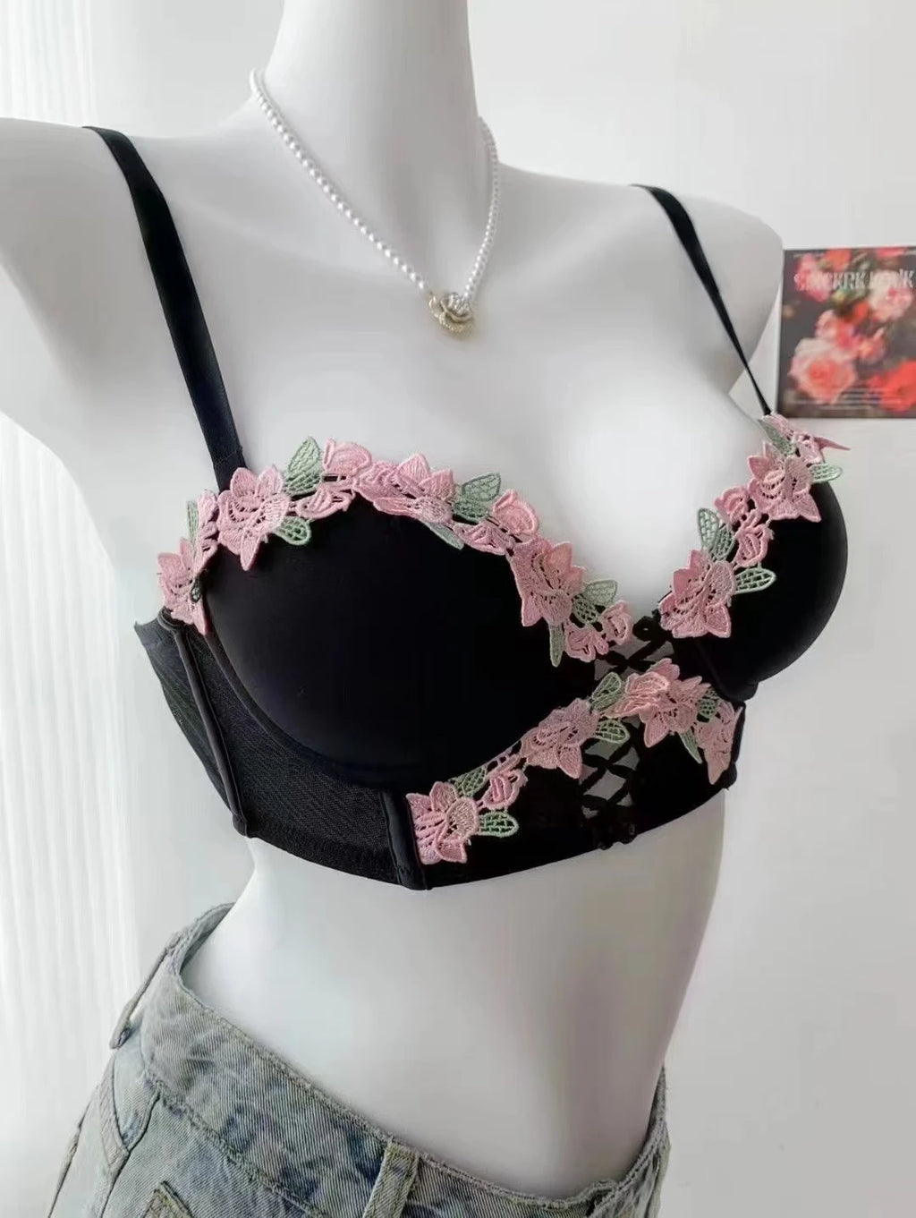 MOYISU London Anime Bralette - Delicato reggiseno senza fili per adolescenti, lingerie estiva giapponese Busto piccolo Allure sottile aderente