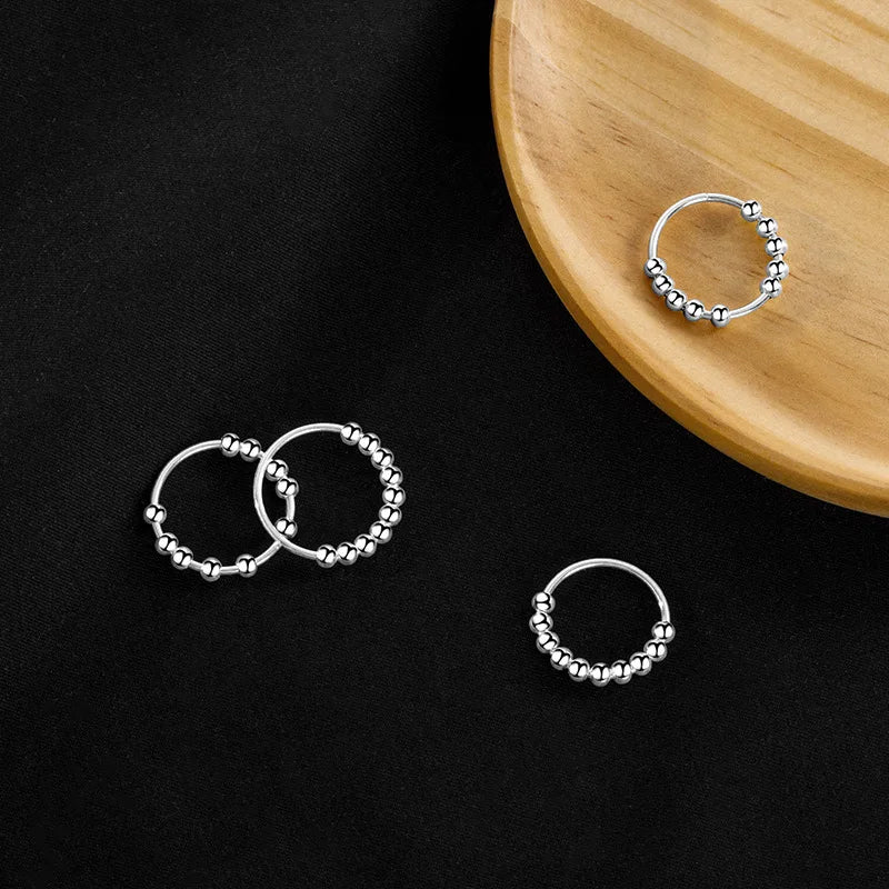 Anelli di ansia punk per donna uomo spirale Fidget perline anello gioielli di tendenza piacevole ruota liberamente anello in acciaio inossidabile antistress regalo