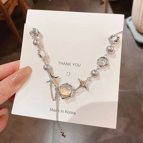 Collana girocollo donna Thorn Desin collana fata vetro opale collana catena clavicola elegante girocollo festa Color argento
