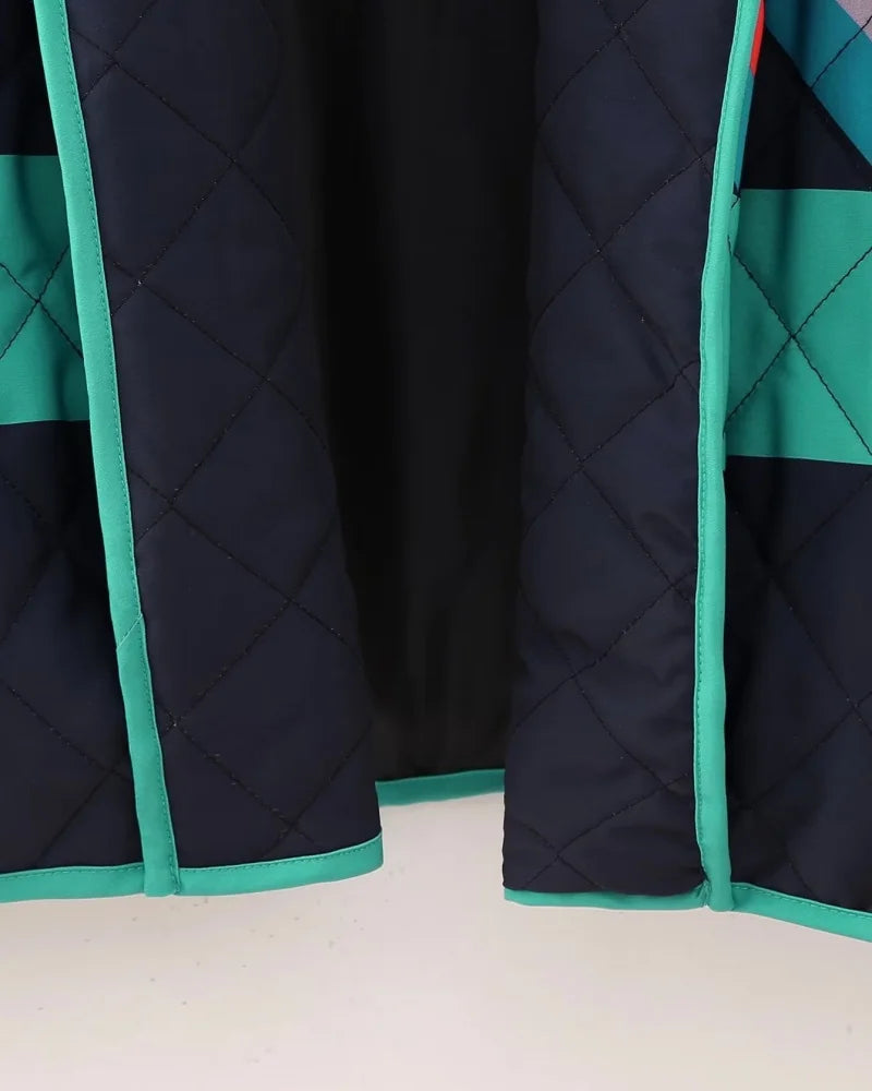 Giacca in cotone da donna, moda invernale, multicolore, aperta sul davanti, a maniche lunghe, con polsini larghi, stile trendy, abbigliamento casual