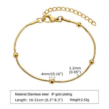 Bracciale in Acciaio Inossidabile Placcato Oro, Non Ossida, Impilabile per Donne, Sottile Catena a Spina di Pesce, Gioiello Impermeabile, Regalo