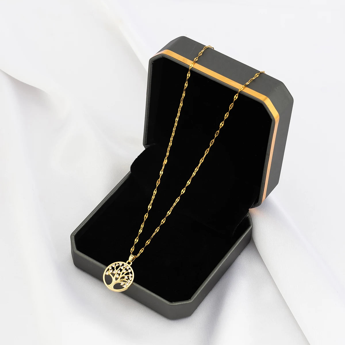 Temperamental Luxury Rhinestone Tree of Life collana con ciondolo donna Vintage in acciaio inossidabile con catena impermeabile gioielli estetici