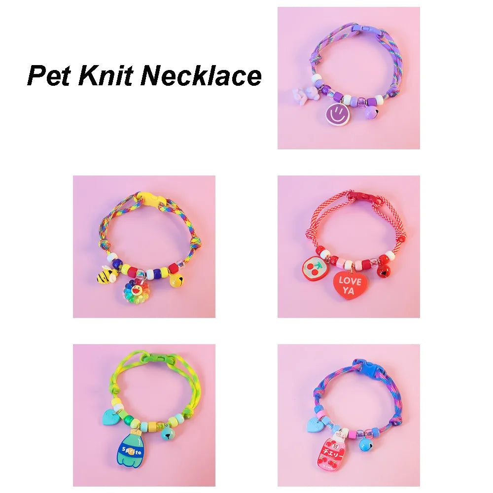 Collana morbida in maglia per animali domestici con campana e ciondoli collare regolabile per cani e gatti collare per animali riutilizzabile forniture per animali domestici
