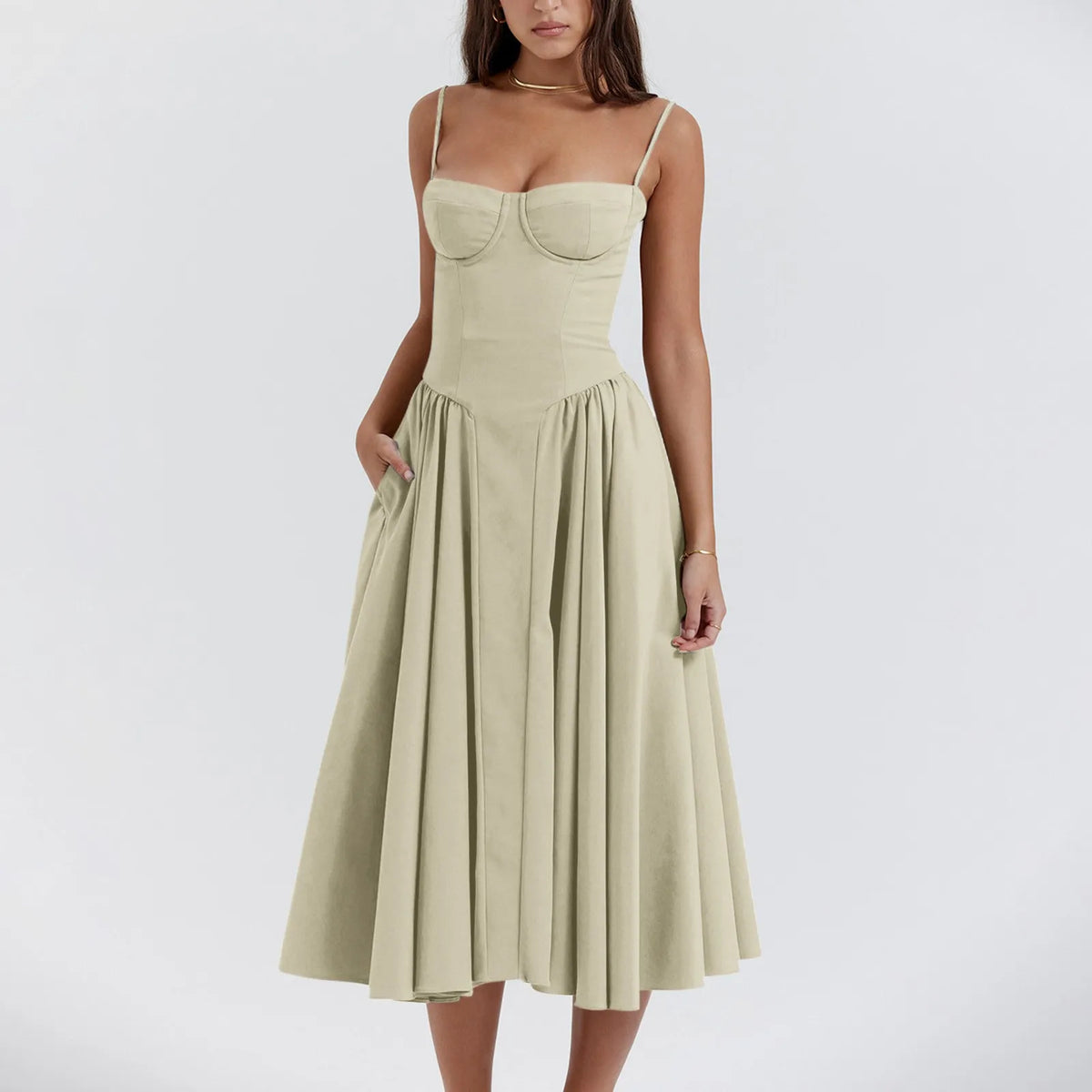 Robe d'été florale à bretelles pour femmes, sexy, bustier, sans manches, robe féminine, mode 2024, imprimée, ligne A, élégante, mi-longue, Lady Vestidos