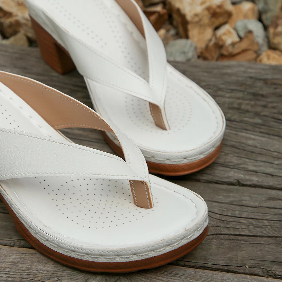 Sandales d'été pour femmes de haute qualité, nouvelle mode, couleur unie, bout ouvert, talons hauts, décontractées, tongs de plage, Zapatos Mujer