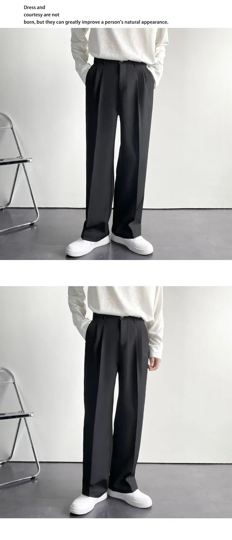 2024 primavera autunno uomo alla moda bianco stile coreano pantaloni Casual strada drappeggiato dritto abito allentato pantaloni Casual maschile