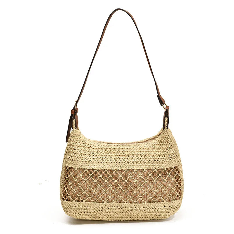 Borsa a Spalla da Donna con Tracolla Regolabile, Borsa da Viaggio in Paglia Intrecciata, Borsa a Mano alla Moda, Borsa Estiva Quotidiana da Donna