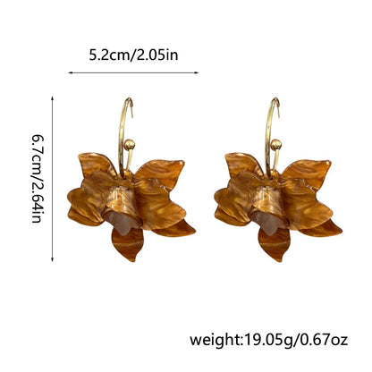 Orecchini a forma di petalo acrilico in metallo a forma di C Orecchini a bottone personalizzati in stile europeo americano Accessori da viaggio per ragazze da donna
