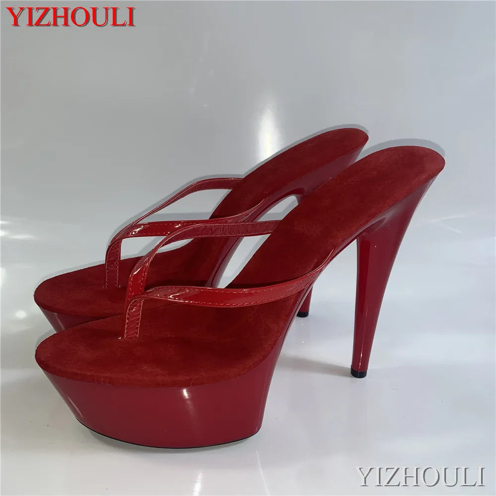 I colori alla moda possono essere personalizzati Infradito da principessa da 15-20 cm, tacchi da discoteca sexy, estate, pantofole a spillo da 6-8 pollici