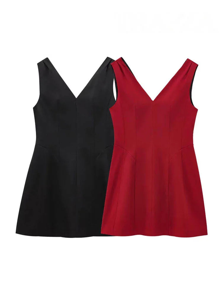 HH Summer Women scollo a V senza maniche senza schienale decorare mini abito con cerniera moda donna abiti sexy abito da festa stile street